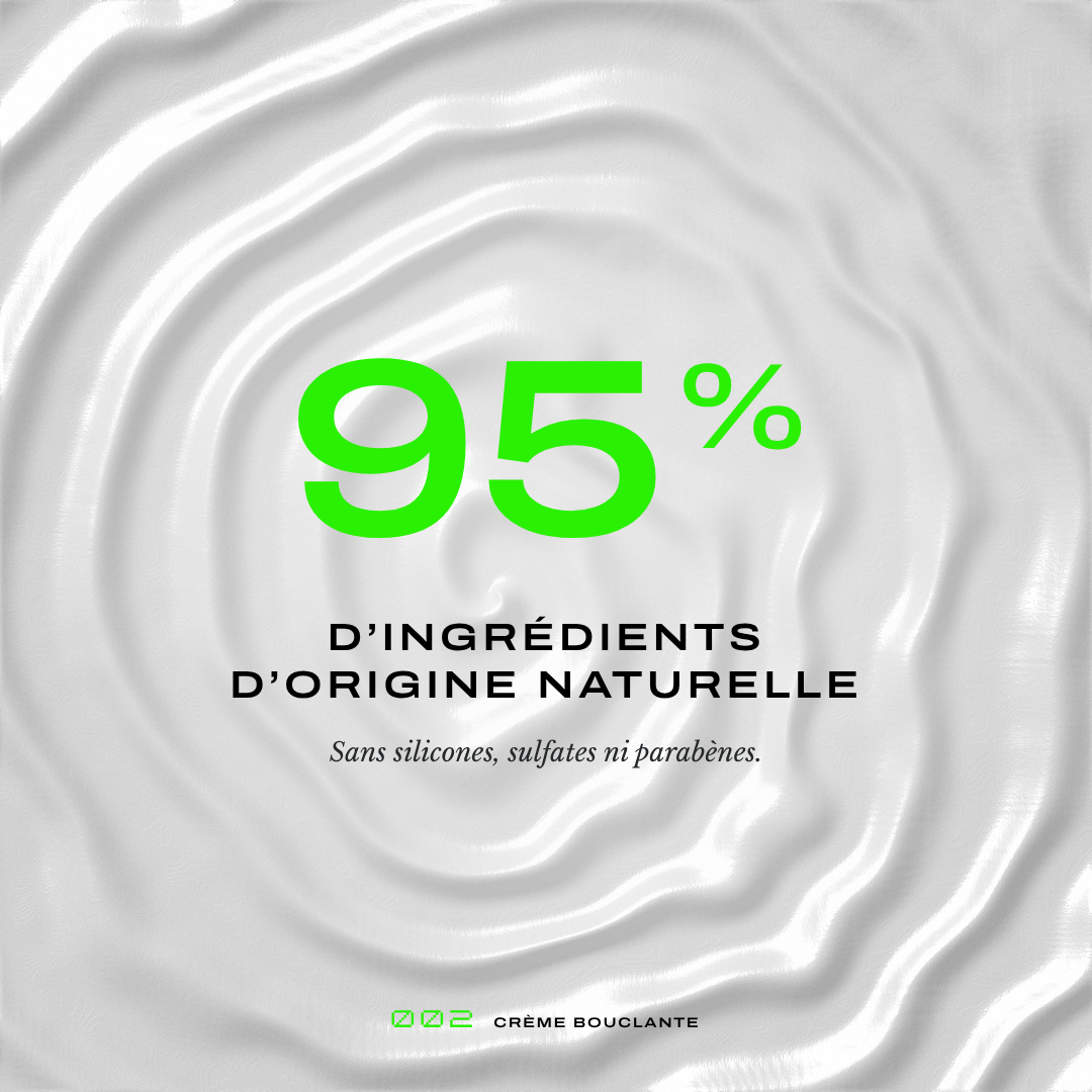 Crème bouclante naturelle ŌME : 95 % d'ingrédients d'origine naturelle